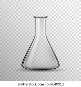 Transparent Chemical glass bulb, vector flask, realistic design