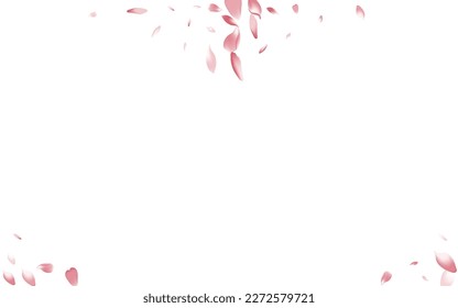 Transparent Cherry Petal Vector White Background. Purple Fresh Peach Petal Pattern. Apple Petal Romance Product. Air Flower Petal Texture.