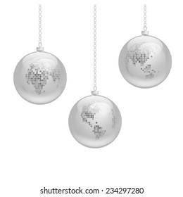 Transparent Christmas balls with Earth inside.