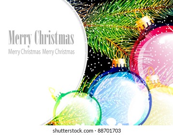 Transparent Christmas balls and spruce branches