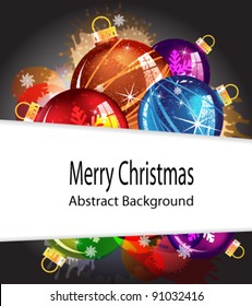 Transparent Christmas decorations on a black stained background