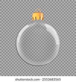 Transparent Christmas tree toy or Christmas ball, holiday decoration, realistic vector.
