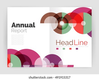 Transparent circle composition on business annual report flyer. Vector illustration