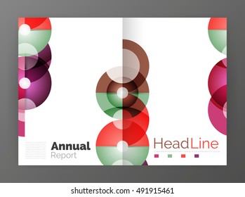 Transparent circle composition on business annual report flyer. Vector illustration
