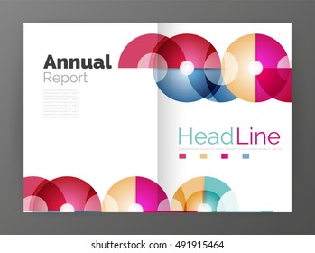 Transparent circle composition on business annual report flyer. Vector illustration