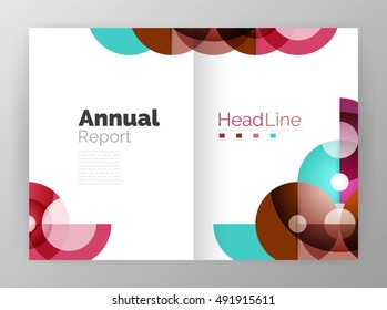 Transparent circle composition on business annual report flyer. Vector illustration