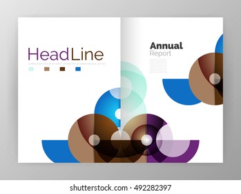 Transparent circle composition on business annual report flyer. Vector illustration