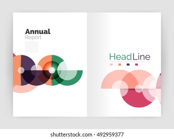 Transparent circle composition on business annual report flyer. Vector illustration