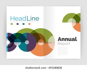 Transparent circle composition on business annual report flyer. Vector illustration