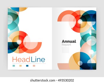 Transparent circle composition on business annual report flyer. Vector illustration