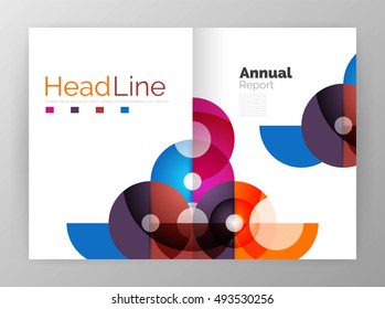 Transparent circle composition on business annual report flyer. Vector illustration