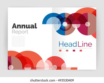 Transparent circle composition on business annual report flyer. Vector illustration