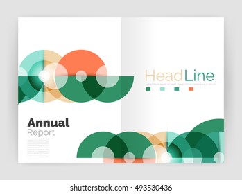 Transparent circle composition on business annual report flyer. Vector illustration