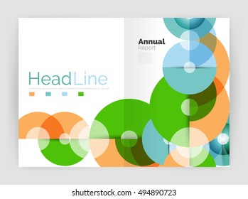 Transparent circle composition on business annual report flyer. Vector illustration