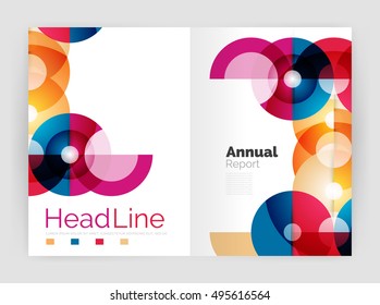 Transparent circle composition on business annual report flyer. Vector illustration