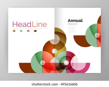 Transparent circle composition on business annual report flyer. Vector illustration