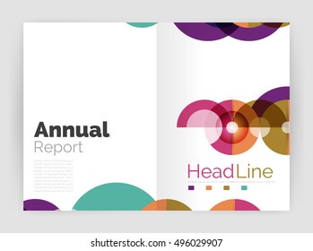Transparent circle composition on business annual report flyer. Vector illustration
