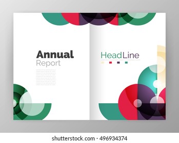 Transparent circle composition on business annual report flyer. Vector illustration