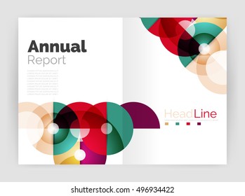 Transparent circle composition on business annual report flyer. Vector illustration