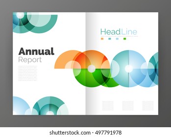 Transparent circle composition on business annual report flyer. Vector illustration
