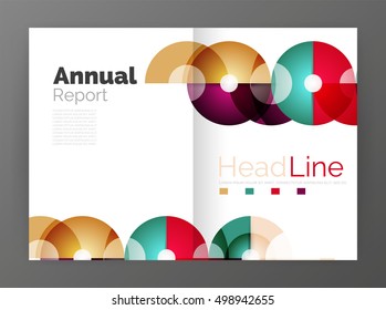 Transparent circle composition on business annual report flyer. Vector illustration