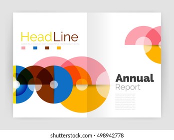 Transparent circle composition on business annual report flyer. Vector illustration