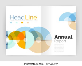 Transparent circle composition on business annual report flyer. Vector illustration