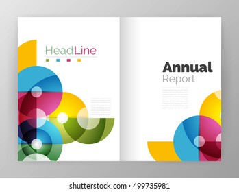 Transparent circle composition on business annual report flyer. Vector illustration