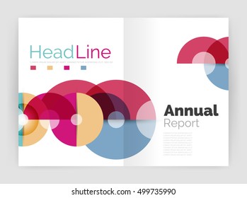 Transparent circle composition on business annual report flyer. Vector illustration