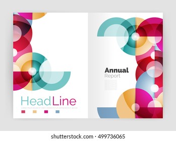 Transparent circle composition on business annual report flyer. Vector illustration