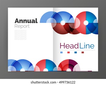 Transparent circle composition on business annual report flyer. Vector illustration