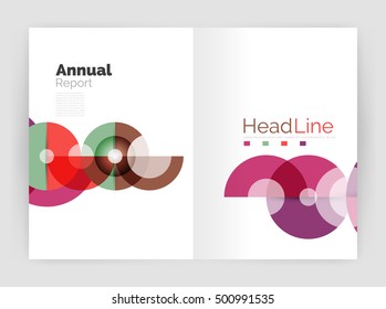 Transparent circle composition on business annual report flyer. Vector illustration