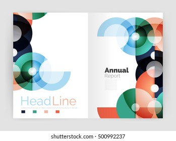 Transparent circle composition on business annual report flyer. Vector illustration