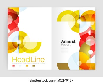 Transparent circle composition on business annual report flyer. Vector illustration