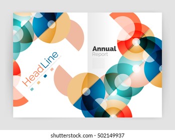 Transparent circle composition on business annual report flyer. Vector illustration