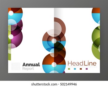 Transparent circle composition on business annual report flyer. Vector illustration
