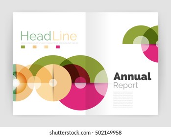 Transparent circle composition on business annual report flyer. Vector illustration