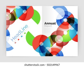 Transparent circle composition on business annual report flyer. Vector illustration