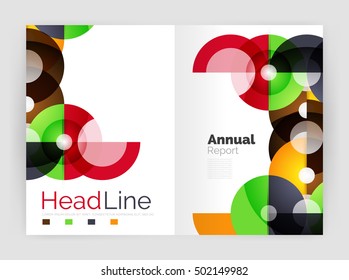 Transparent circle composition on business annual report flyer. Vector illustration