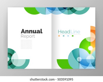 Transparent circle composition on business annual report flyer. Vector illustration