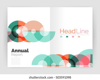 Transparent circle composition on business annual report flyer. Vector illustration