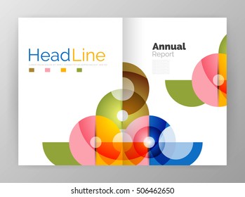 Transparent circle composition on business annual report flyer. Vector illustration