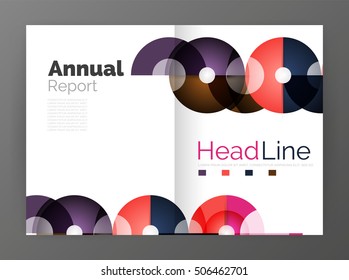 Transparent circle composition on business annual report flyer. Vector illustration