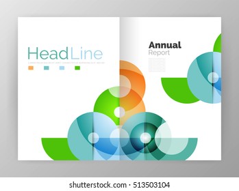 Transparent circle composition on business annual report flyer. Vector illustration