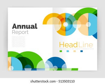 Transparent circle composition on business annual report flyer. Vector illustration