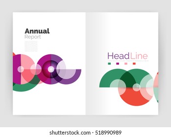 Transparent circle composition on business annual report flyer. Vector illustration
