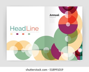 Transparent circle composition on business annual report flyer. Vector illustration