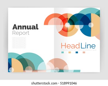 Transparent circle composition on business annual report flyer. Vector illustration