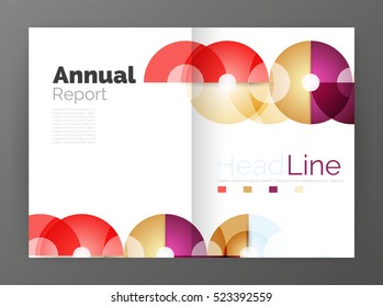 Transparent circle composition on business annual report flyer. Vector illustration
