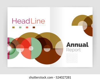 Transparent circle composition on business annual report flyer. Vector illustration